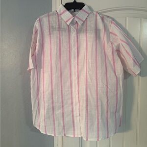 Woman  White and Pink  2 pieces pajamas Striped sets